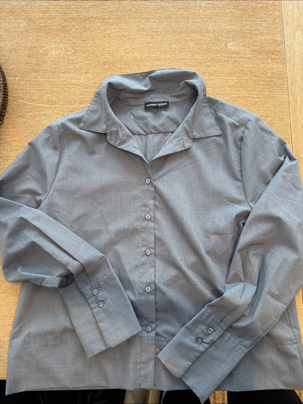 Women’s Long-Sleeve Button-Up Shirt in Slate Gray
